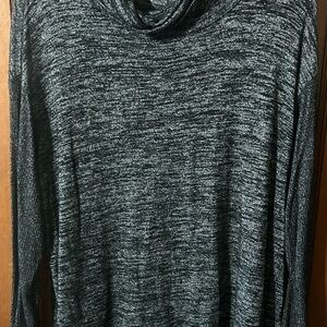 Sonoma Heathered Black and Gray Long Sleeve Cowl Neck Top